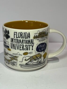 Starbucks Florida International University Cream Mug with Gold Interior